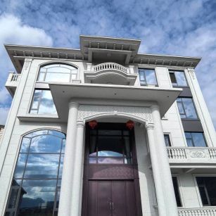 延安白麻别墅外墙干挂石材效果示例