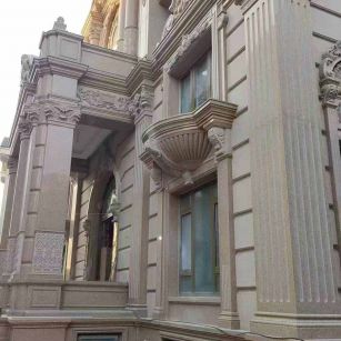 延安 黄金麻花岗岩光面别墅外墙干挂施工完成