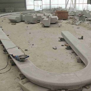 延安 芝麻白花岗岩弧形花坛石，坐凳石