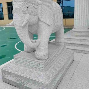 延安 白麻花岗岩动物异形石雕-大象