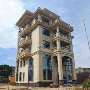 延安 黄金麻花岗岩石材别墅外墙干挂搭配（雕花栏杆花瓶柱门楼罗马柱）