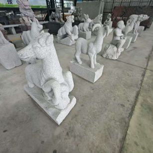 延安 芝麻白花岗岩造型立体雕刻——十二生肖