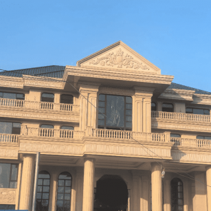 延安黄金麻别墅外墙干挂石材效果示例