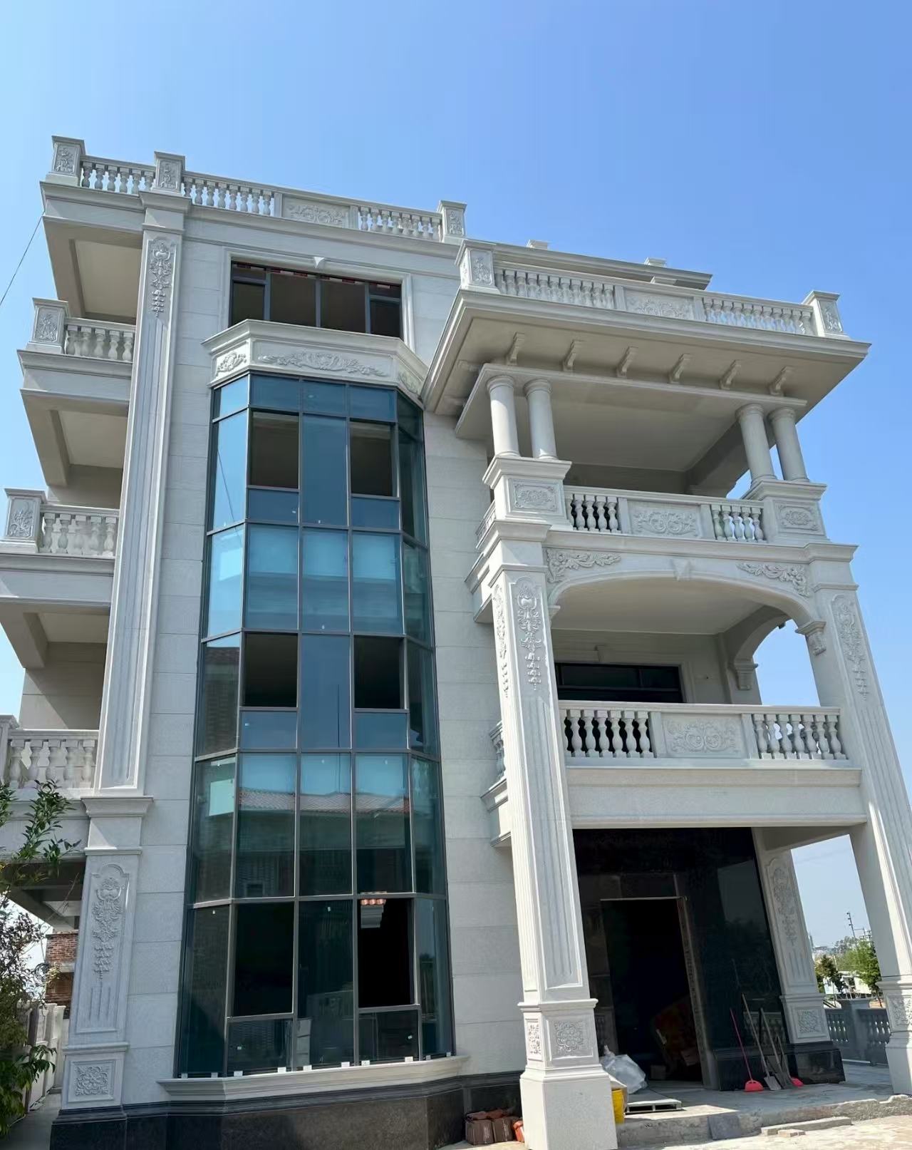 延安 白麻花岗岩别墅外墙干挂效果展示