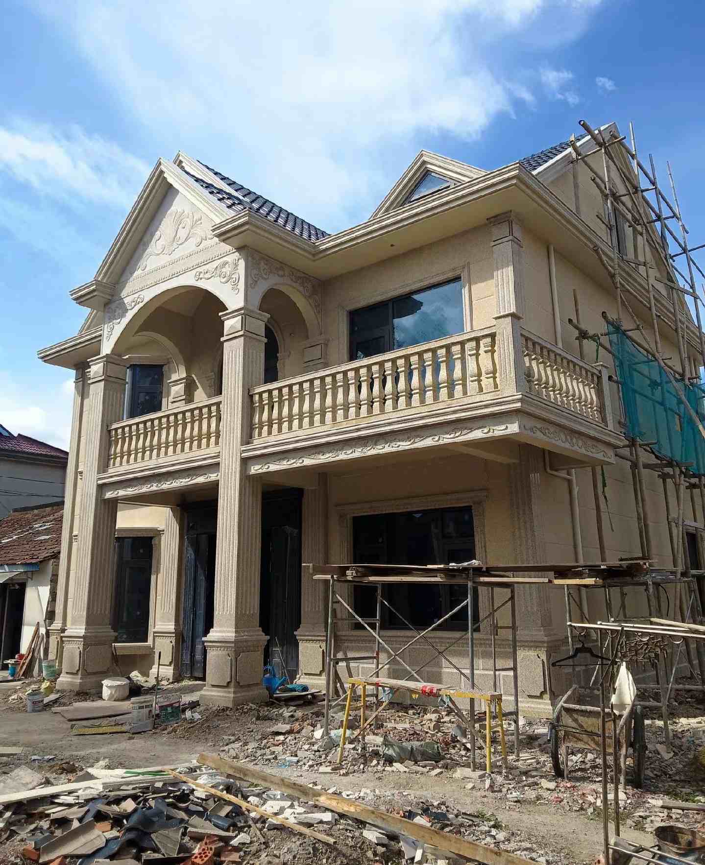 延安 黄金麻花岗岩石材私人别墅雕花门楼柱阳台栏杆