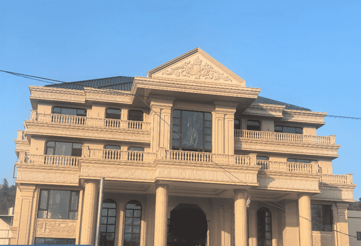 延安黄金麻别墅外墙干挂石材效果示例